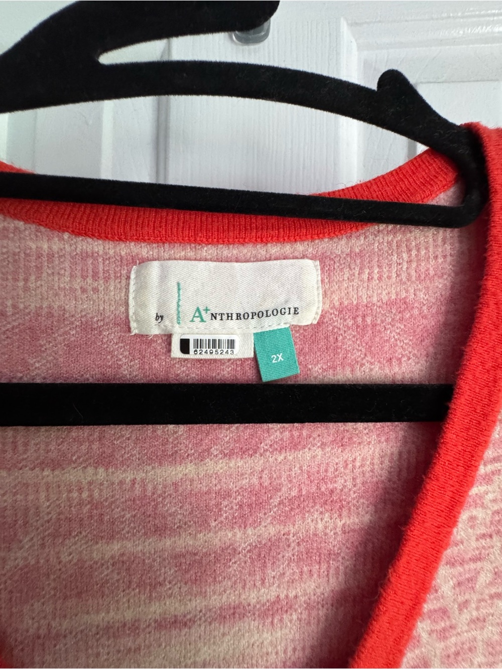 Anthropologie Cherie Sweater Heathered Pink and Orange 1X - Picture 7 of 8